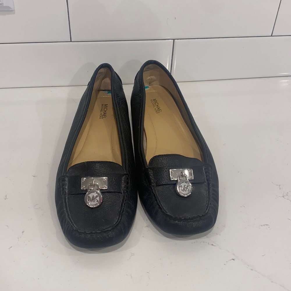 Black MK loafers with silver detail - Size 8